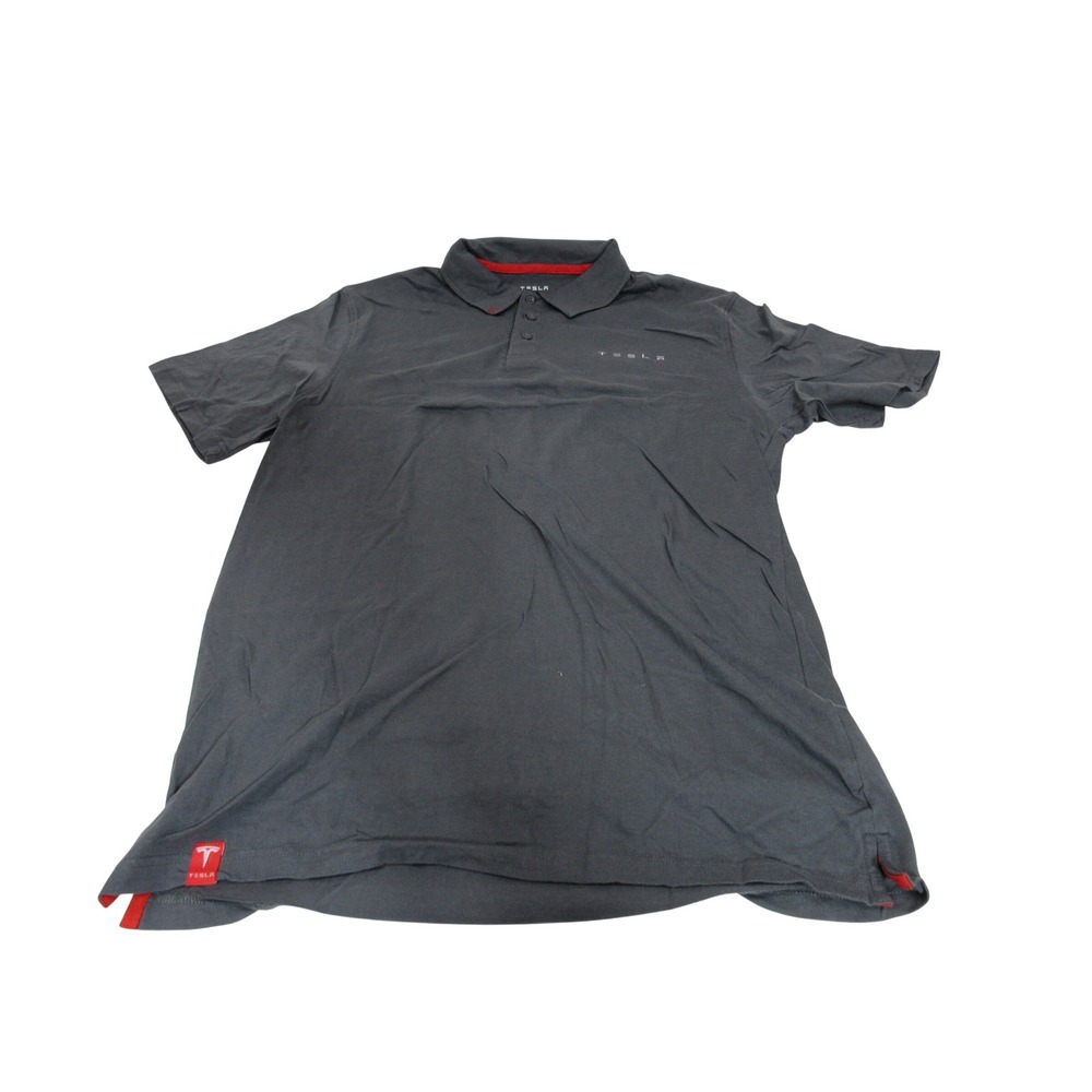 Tesla Motors Mens Gray 100% Cotton Short Sleeve Logo Polo Shirt Size M
